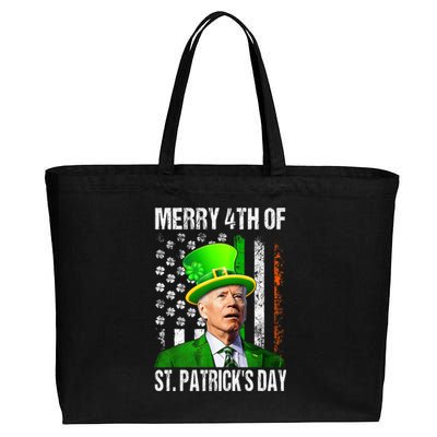 Merry 4th Of St PatrickS Day Funny Joe Biden Leprechaun Hat Cotton Canvas Jumbo Tote