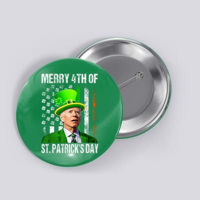 Merry 4th Of St PatrickS Day Funny Joe Biden Leprechaun Hat Button