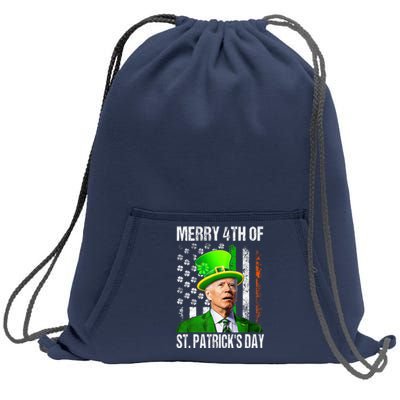 Merry 4th Of St PatrickS Day Funny Joe Biden Leprechaun Hat Sweatshirt Cinch Pack Bag