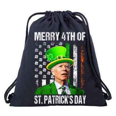 Merry 4th Of St PatrickS Day Funny Joe Biden Leprechaun Hat Drawstring Bag