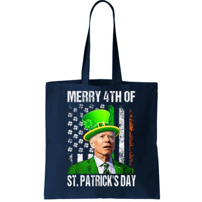 Merry 4th Of St PatrickS Day Funny Joe Biden Leprechaun Hat Tote Bag