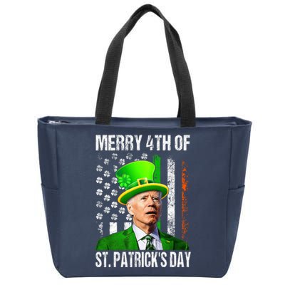 Merry 4th Of St PatrickS Day Funny Joe Biden Leprechaun Hat Zip Tote Bag