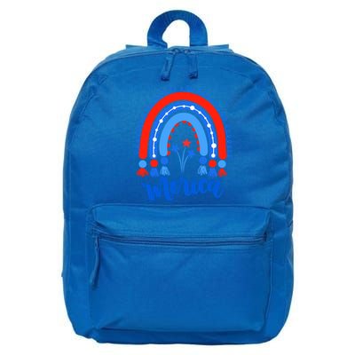 Merica 4th Of July American Flag Colors Rainbow Gift 16 in Basic Backpack