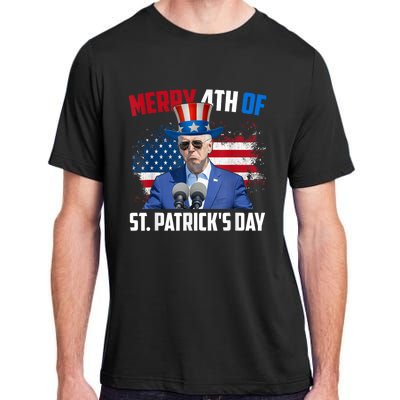 Merry 4th Of St Patricks Day Anti Biden Confused 4th Of July Adult ChromaSoft Performance T-Shirt