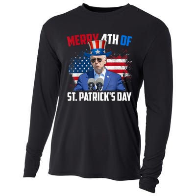 Merry 4th Of St Patricks Day Anti Biden Confused 4th Of July Cooling Performance Long Sleeve Crew