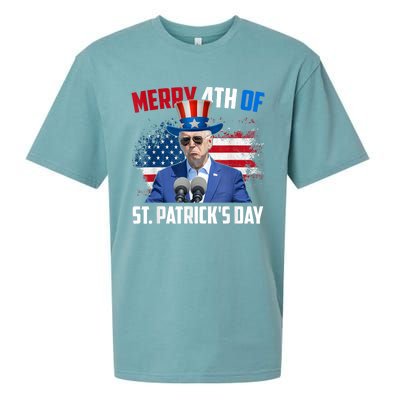 Merry 4th Of St Patricks Day Anti Biden Confused 4th Of July Sueded Cloud Jersey T-Shirt