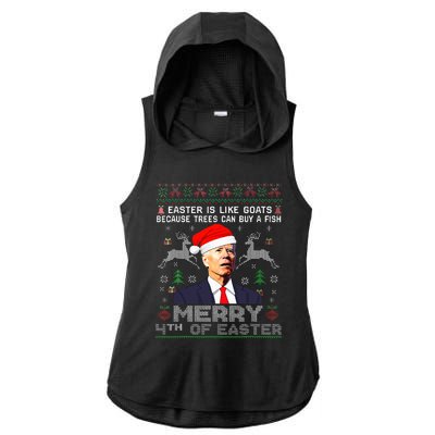 Merry 4th Of Easter Funny Biden Ugly Christmas Sweater  Ladies PosiCharge Tri-Blend Wicking Draft Hoodie Tank