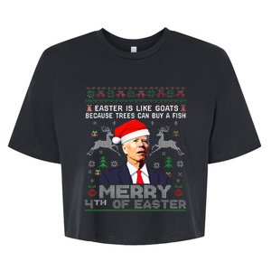 Merry 4th Of Easter Funny Biden Ugly Christmas Sweater  Bella+Canvas Jersey Crop Tee