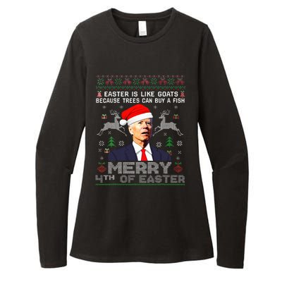 Merry 4th Of Easter Funny Biden Ugly Christmas Sweater  Womens CVC Long Sleeve Shirt