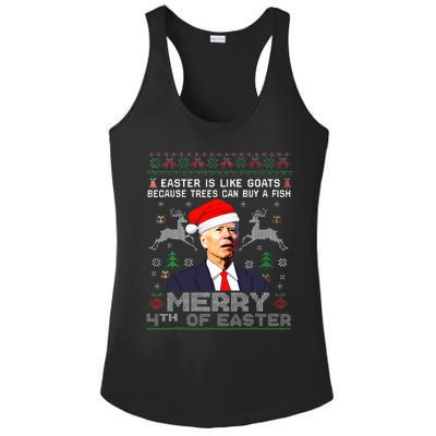 Merry 4th Of Easter Funny Biden Ugly Christmas Sweater  Ladies PosiCharge Competitor Racerback Tank