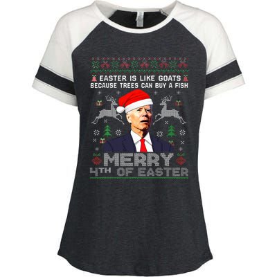 Merry 4th Of Easter Funny Biden Ugly Christmas Sweater  Enza Ladies Jersey Colorblock Tee