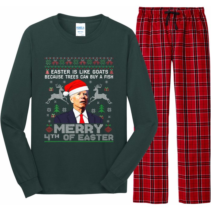 Merry 4th Of Easter Funny Biden Ugly Christmas Sweater  Long Sleeve Pajama Set