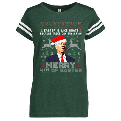 Merry 4th Of Easter Funny Biden Ugly Christmas Sweater  Enza Ladies Jersey Football T-Shirt