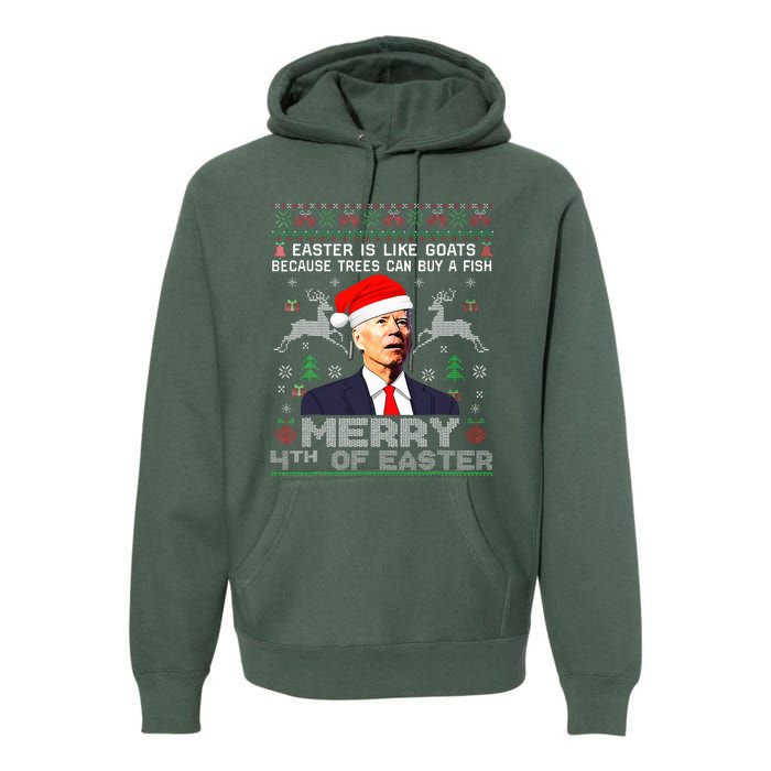 Merry 4th Of Easter Funny Biden Ugly Christmas Sweater  Premium Hoodie