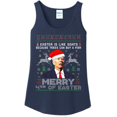 Merry 4th Of Easter Funny Biden Ugly Christmas Sweater  Ladies Essential Tank