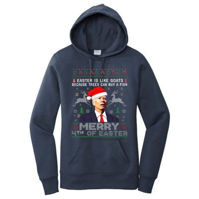 Merry 4th Of Easter Funny Biden Ugly Christmas Sweater  Women's Pullover Hoodie