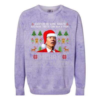 Merry 4th Of Easter Funny Biden Ugly Christmas Sweater Colorblast Crewneck Sweatshirt