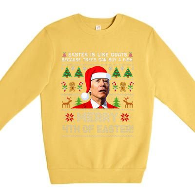 Merry 4th Of Easter Funny Biden Ugly Christmas Sweater Premium Crewneck Sweatshirt