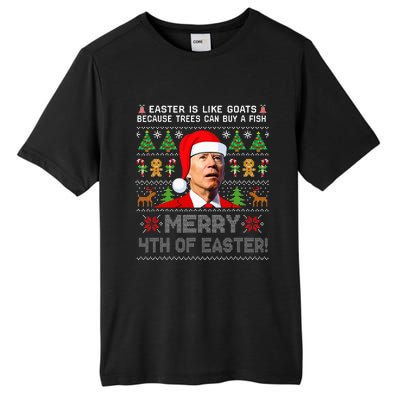 Merry 4th Of Easter Funny Biden Ugly Christmas Sweater Tall Fusion ChromaSoft Performance T-Shirt