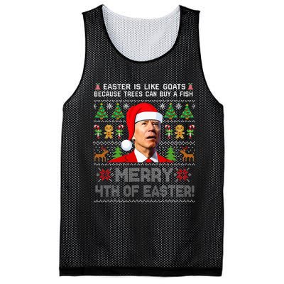 Merry 4th Of Easter Funny Biden Ugly Christmas Sweater Mesh Reversible Basketball Jersey Tank