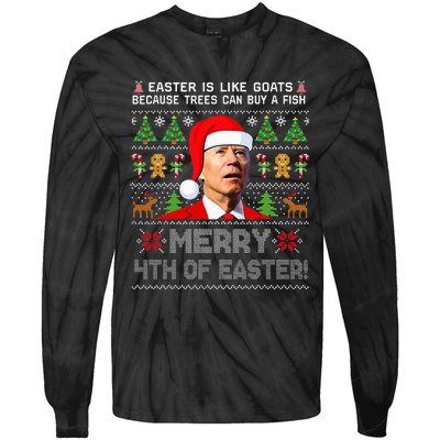 Merry 4th Of Easter Funny Biden Ugly Christmas Sweater Tie-Dye Long Sleeve Shirt