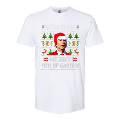 Merry 4th Of Easter Funny Biden Ugly Christmas Sweater Softstyle CVC T-Shirt