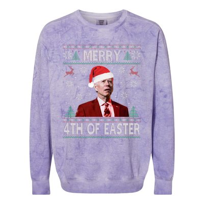 Merry 4th Of Easter Funny Joe Biden Christmas Ugly Sweater  Colorblast Crewneck Sweatshirt