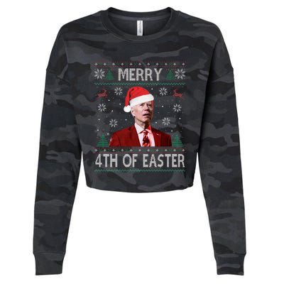 Merry 4th Of Easter Funny Joe Biden Christmas Ugly Sweater  Cropped Pullover Crew