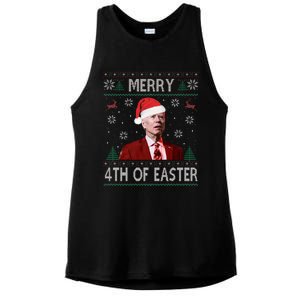 Merry 4th Of Easter Funny Joe Biden Christmas Ugly Sweater  Ladies PosiCharge Tri-Blend Wicking Tank