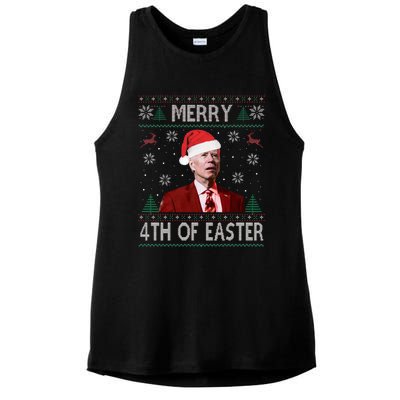 Merry 4th Of Easter Funny Joe Biden Christmas Ugly Sweater  Ladies PosiCharge Tri-Blend Wicking Tank