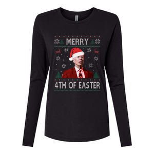 Merry 4th Of Easter Funny Joe Biden Christmas Ugly Sweater  Womens Cotton Relaxed Long Sleeve T-Shirt