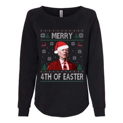 Merry 4th Of Easter Funny Joe Biden Christmas Ugly Sweater  Womens California Wash Sweatshirt