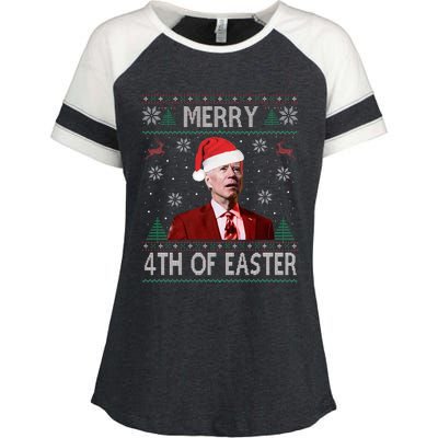 Merry 4th Of Easter Funny Joe Biden Christmas Ugly Sweater  Enza Ladies Jersey Colorblock Tee