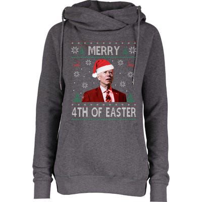 Merry 4th Of Easter Funny Joe Biden Christmas Ugly Sweater  Womens Funnel Neck Pullover Hood