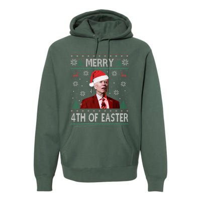 Merry 4th Of Easter Funny Joe Biden Christmas Ugly Sweater  Premium Hoodie