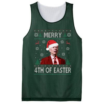 Merry 4th Of Easter Funny Joe Biden Christmas Ugly Sweater  Mesh Reversible Basketball Jersey Tank