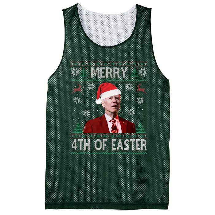 Merry 4th Of Easter Funny Joe Biden Christmas Ugly Sweater  Mesh Reversible Basketball Jersey Tank