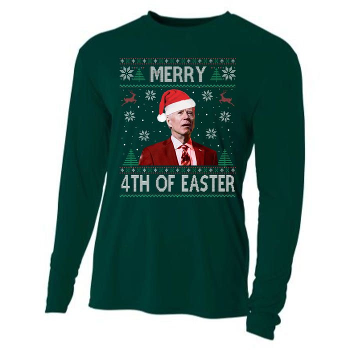 Merry 4th Of Easter Funny Joe Biden Christmas Ugly Sweater  Cooling Performance Long Sleeve Crew