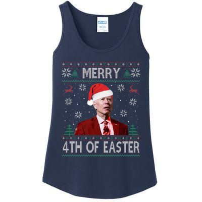 Merry 4th Of Easter Funny Joe Biden Christmas Ugly Sweater  Ladies Essential Tank