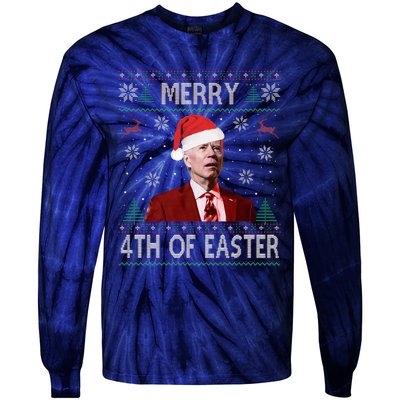 Merry 4th Of Easter Funny Joe Biden Christmas Ugly Sweater  Tie-Dye Long Sleeve Shirt