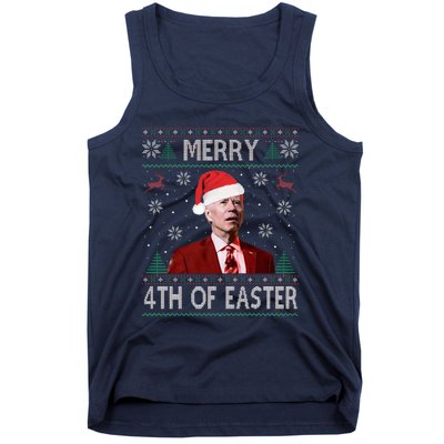 Merry 4th Of Easter Funny Joe Biden Christmas Ugly Sweater  Tank Top