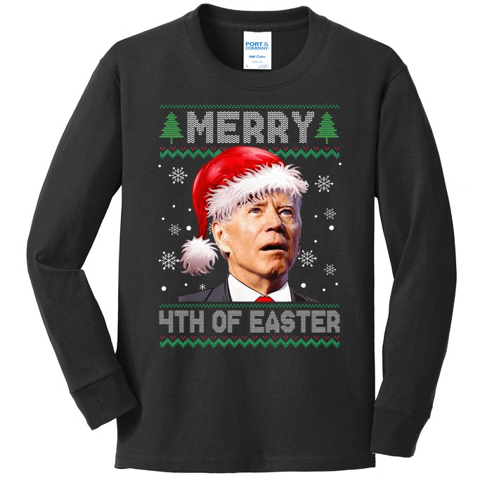 Merry 4th Of Easter Funny Christmas Ugly Sweater Kids Long Sleeve Shirt