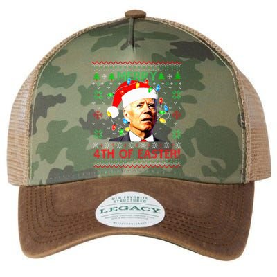 Merry 4th Of Easter Santa Joe Biden Ugly Christmas Sweater  Legacy Tie Dye Trucker Hat