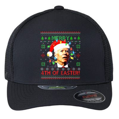 Merry 4th Of Easter Santa Joe Biden Ugly Christmas Sweater  Flexfit Unipanel Trucker Cap