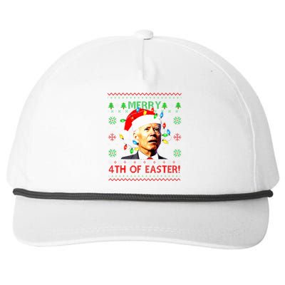 Merry 4th Of Easter Santa Joe Biden Ugly Christmas Sweater  Snapback Five-Panel Rope Hat