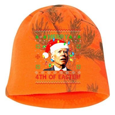 Merry 4th Of Easter Santa Joe Biden Ugly Christmas Sweater  Kati - Camo Knit Beanie