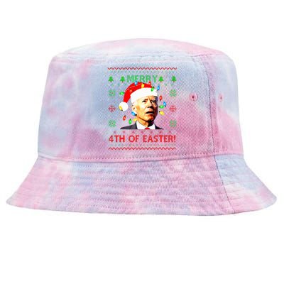 Merry 4th Of Easter Santa Joe Biden Ugly Christmas Sweater  Tie-Dyed Bucket Hat