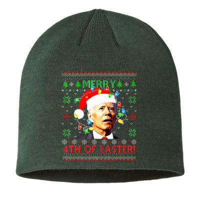 Merry 4th Of Easter Santa Joe Biden Ugly Christmas Sweater  Sustainable Beanie