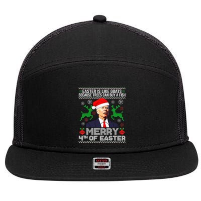 Merry 4th Of Easter Funny Christmas Ugly Sweater 7 Panel Mesh Trucker Snapback Hat
