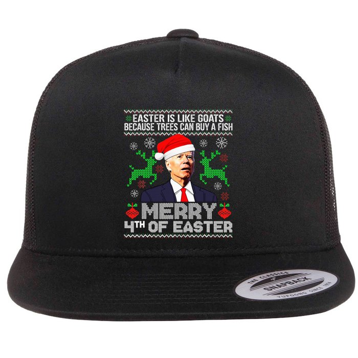 Merry 4th Of Easter Funny Christmas Ugly Sweater Flatbill Hat